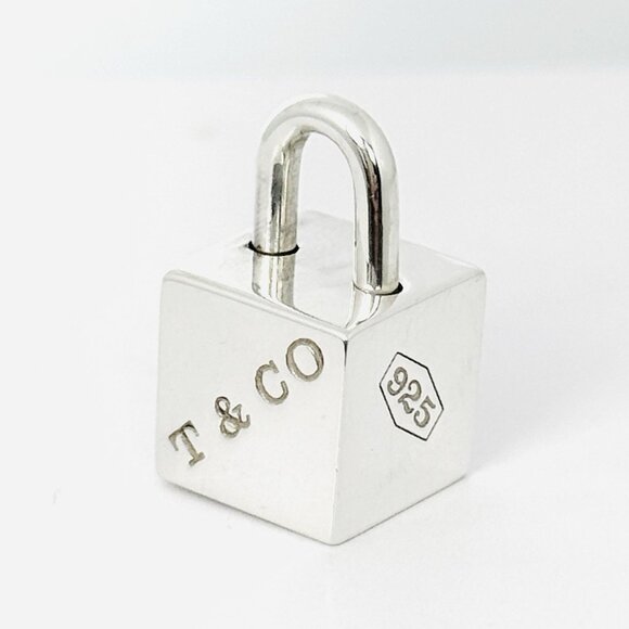 Tiffany 1837 Cube Box Square Padlock Lock Charm Pendant in Sterling Silver - Picture 2 of 7